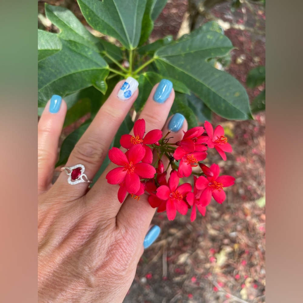 Semiprecious Ruby sterling silver ring